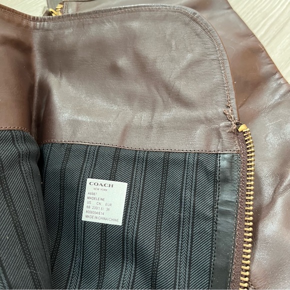 Coach Madeleine Over the Knee Leather Boots Brown with Gold Zippers Size 6 - Picture 5 of 6